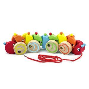 Viga Wooden Pull Along Caterpillar Toy -Motor Skills for Toddlers